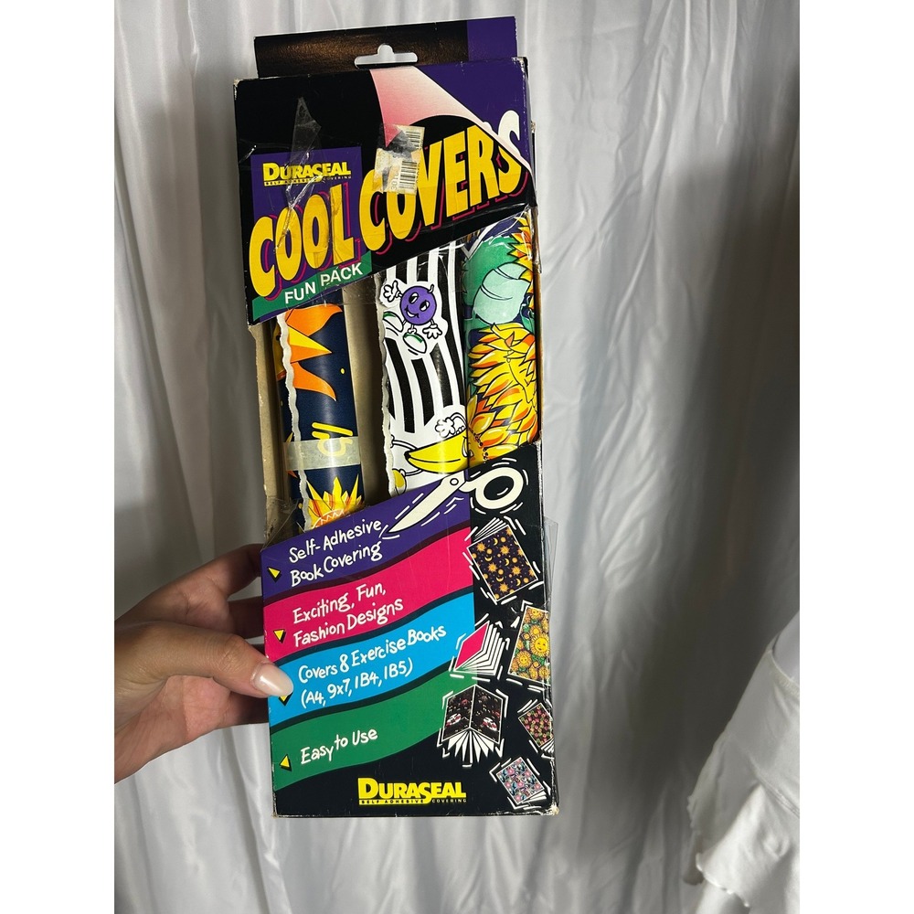 Vintage Duraseal Cool Covers Fun Pack Vintage Self Adhesive Book Covering 90s - Picture 2 of 4